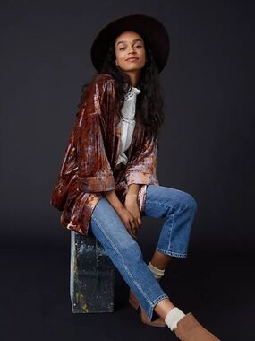 👘ANTHROPOLGIE Esme Velvet Kimono Jacket, Sx 2XL